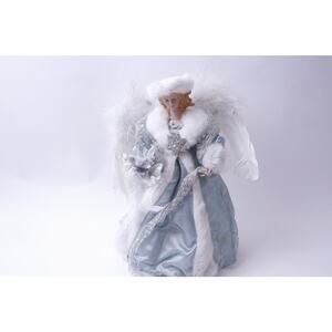 Dan Dee, Tree Topper Angel, Christmas, 12 1/2", Art Doll, Figure, White-Blue